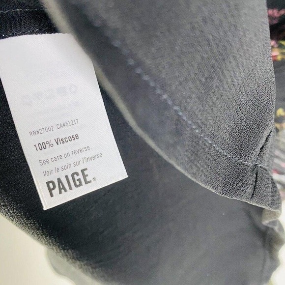 PAIGE Black w/ Maroon Floral Pattern L/S Viscose Button Dress Small S - Picture 5 of 8